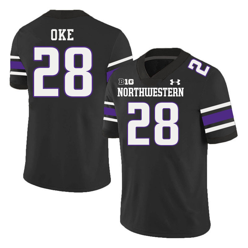 Northwestern Wildcats #28 Timi Oke College Football Jerseys Stitched-Black